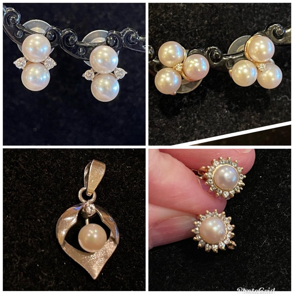 Vintage 14k Yellow Gold Akoya Pearl Screw Back Earrings 3.42 Grams. - Picture 11 of 16